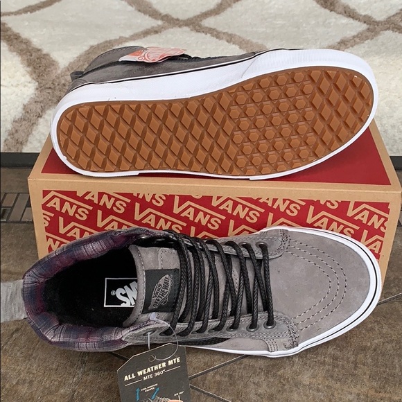 • VANS SK8-Hi Mte Pewter/Plaid/True White WMNS - Picture 3 of 16